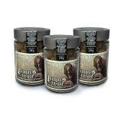 Almendras recubiertas de chocolate negro 70% y un toque de canela. 1 tarro de 230 gr (peso neto). Ingredientes: Almendra (variedad guara), chocolate y canela. Fruto seco. Puede contener alérgenos.